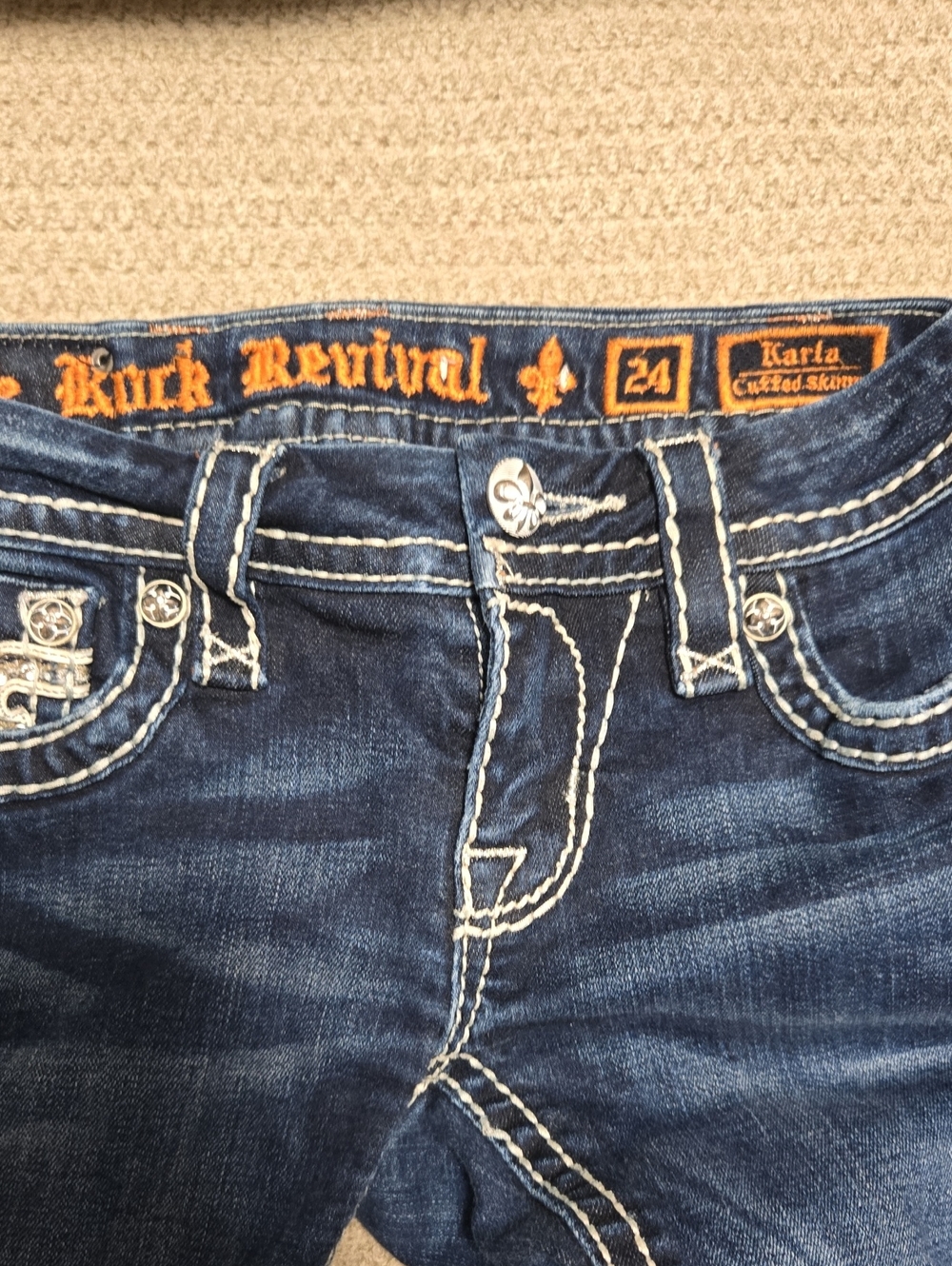 Rock Revival Karla Cuffed Skinny Jeans Size 24